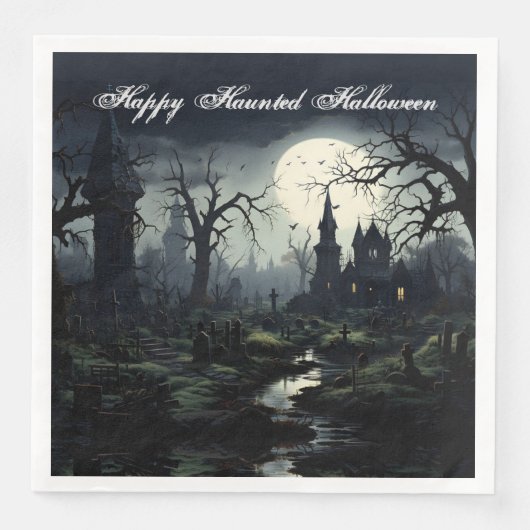 Ghostly Witches Manor Halloween Servet (Voorkant)