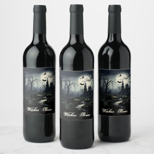 Ghostly Witches Manor Halloween Wijn Etiket