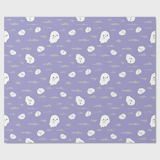 Ghosts and Clouds Pastel Paarse Halloween geschenk Cadeaupapier (Vlak)