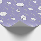 Ghosts and Clouds Pastel Paarse Halloween geschenk Cadeaupapier (Hoek)