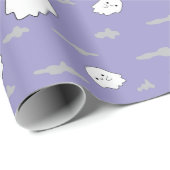 Ghosts and Clouds Pastel Paarse Halloween geschenk Cadeaupapier (Rol Hoek)