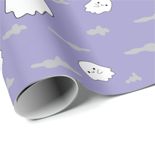 Ghosts and Clouds Pastel Paarse Halloween geschenk Cadeaupapier (Rol Hoek)