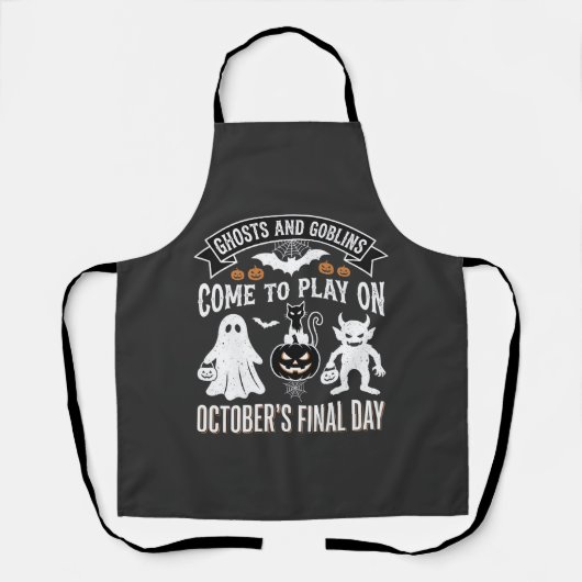Ghosts and Goblins Halloween Oktober Laatste Dag_1 Schort (Voorkant)
