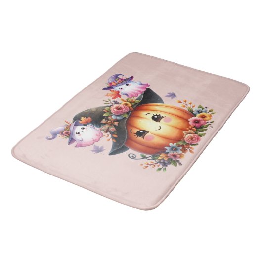 Ghosts and Pumpkin Halloween Design Badmat (Gekanteld)