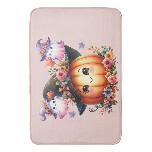 Ghosts and Pumpkin Halloween Design Badmat (Voorkant Verticaal)