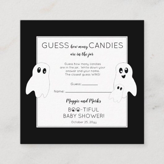 Ghosts Baby shower Raad Snoep in Jar Game Informatiekaartje (Voorkant)