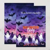 Ghosts Bats Pumpkins Sky Halloween Party Kaart (Voorkant / Achterkant)
