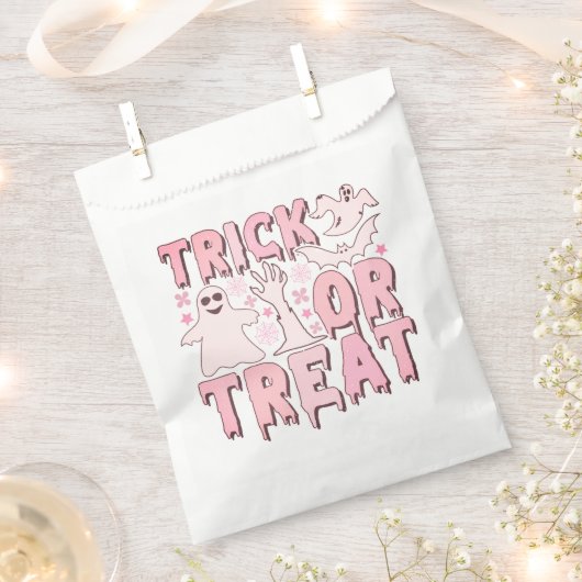 Ghosts Bats Roze & Witte Trick or treat Halloween Bedankzakje (Geknipt)