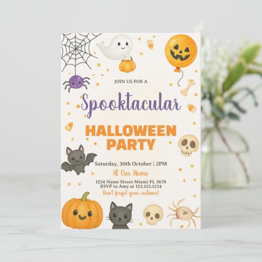 Ghosts, Bats & Trick-or-Treat Bash Kaart (Staand voorkant)