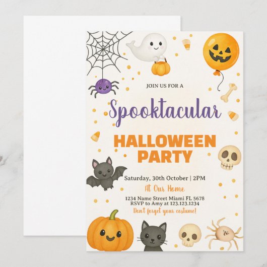 Ghosts, Bats & Trick-or-Treat Bash Kaart (Voorkant / Achterkant)