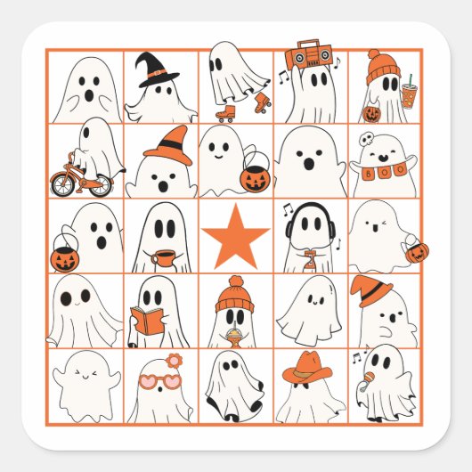 Ghosts Bingo Vierkante Sticker (Voorkant)