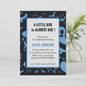 Ghosts Blue Glitter Oktober Halloween Baby shower Kaart (Staand voorkant)