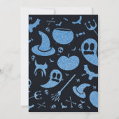 Ghosts Blue Glitter Oktober Halloween Baby shower Kaart (Achterkant)