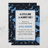 Ghosts Blue Glitter Oktober Halloween Baby shower Kaart (Voorkant / Achterkant)