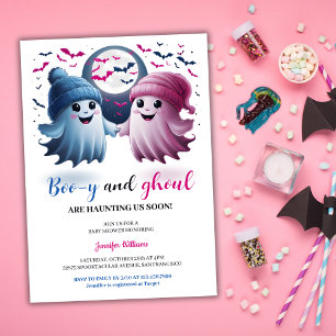 Ghosts Boo-y en Ghoul Halloween Twins Baby shower Kaart