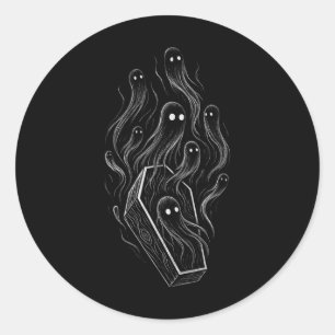 Ghosts Coffin Creepy Horror Grunge Alt Alternatief Ronde Sticker