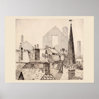 Ghosts Cornwall Print, Eleanor M Hughes Re-Strike  Poster