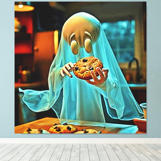 Ghost's Craving voor Cookies Canvas Afdruk (Insitu (Houten vloer))