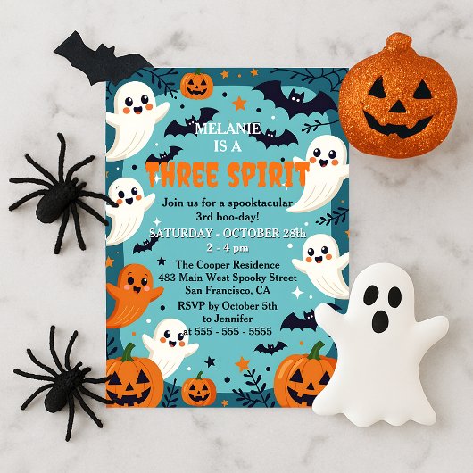 Ghosts Drie Geestelijke Boo-Dag Halloween Verjaard Kaart