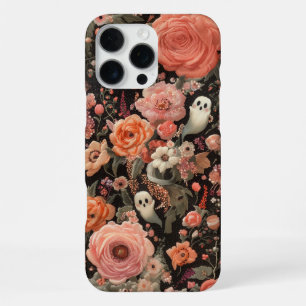 Ghosts en bloemen borduurstijl iPhone 16 pro max hoesje