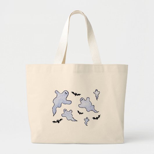 Ghosts en vleermuizen Halloween Grote Tote Bag (Voorkant)