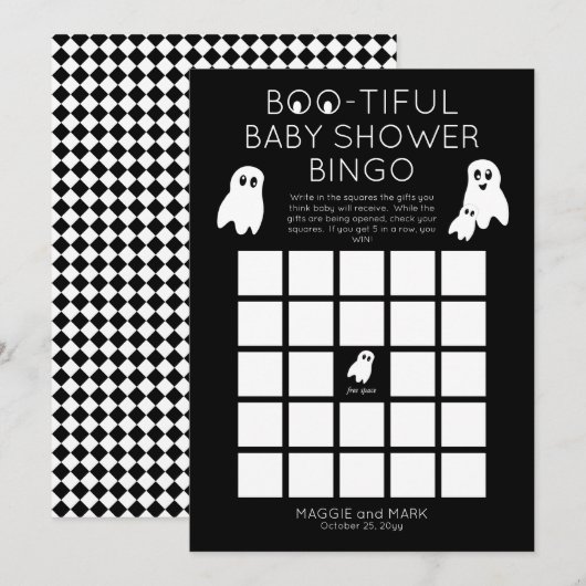 Ghosts Halloween Boo-ful Baby shower Bingo Kaart (Voorkant / Achterkant)