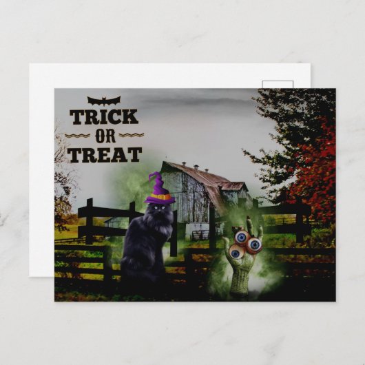 *~* Ghosts Hands Eyes Black Cat HALLOWEEN Briefkaart (Voorkant / Achterkant)