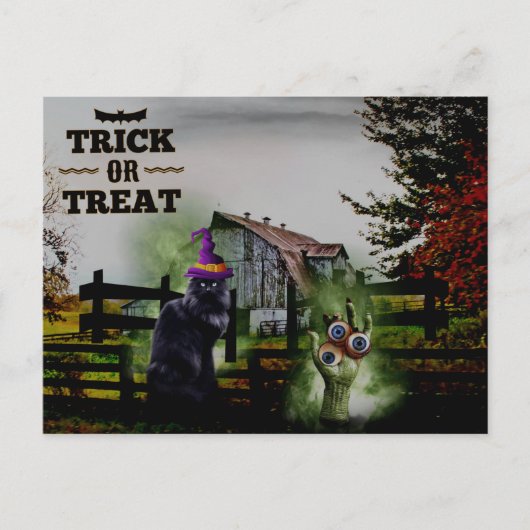 *~* Ghosts Hands Eyes Black Cat HALLOWEEN Briefkaart (Voorkant)