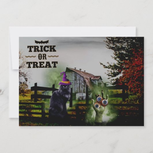 *~* Ghosts Hands Eyes Black Cat HALLOWEEN KAART (Voorkant)