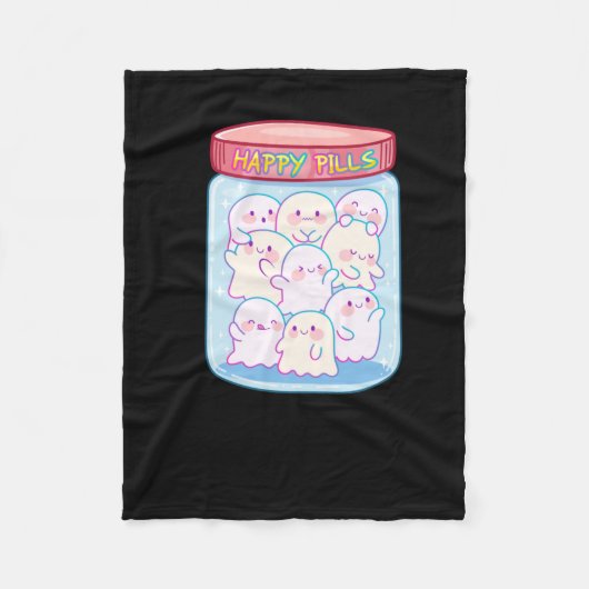 Ghosts Happy Pills Sticker Fleece Deken (Voorkant)