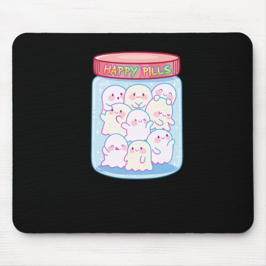 Ghosts Happy Pills Sticker Muismat (Voorkant)