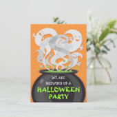 Ghosts & Heksen Cauldron Halloween uitnodiging (Staand voorkant)