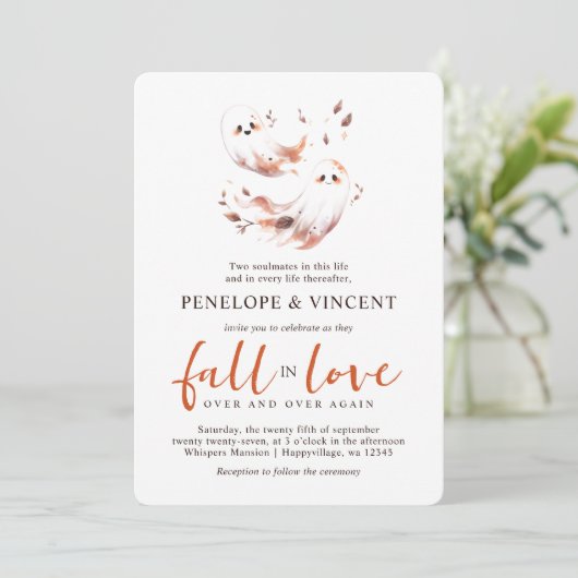 Ghosts Herfst in Love Wedding Invitation Kaart (Staand voorkant)