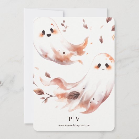 Ghosts Herfst in Love Wedding Invitation Kaart (Achterkant)