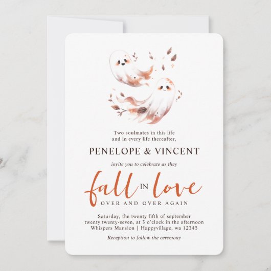 Ghosts Herfst in Love Wedding Invitation Kaart (Voorkant)