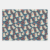 Ghosts Holding Hearts Valentijnsdag Inpakpapier Vel (Voorkant 3)