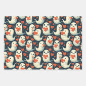 Ghosts Holding Hearts Valentijnsdag Inpakpapier Vel (Voorkant)