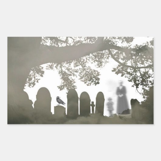 Ghosts in een Graveyard Rechthoekige Sticker (Voorkant)