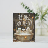 Ghosts Jacuzzi Budget Adult Halloween Uitnodiging (Staand voorkant)