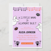 Ghosts Little Boo Halloween baby shower Kaart (Voorkant)