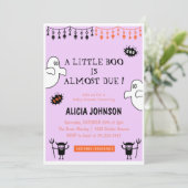 Ghosts Little Boo Halloween baby shower Kaart (Staand voorkant)