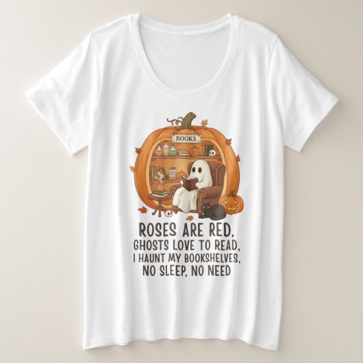 Ghosts Love To Read - Funny Halloween Book Lover Grote Maat T-shirt (Design voorkant)