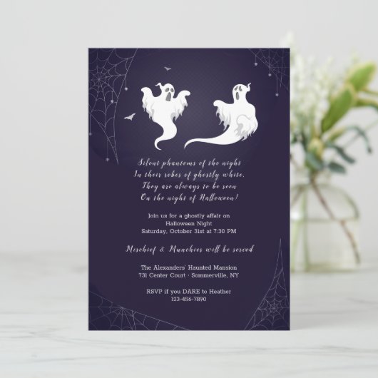 Ghosts of Halloween Uitnodiging (Staand voorkant)