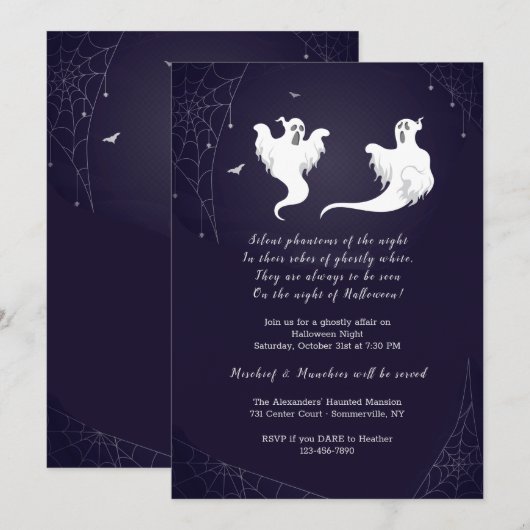 Ghosts of Halloween Uitnodiging (Voorkant / Achterkant)