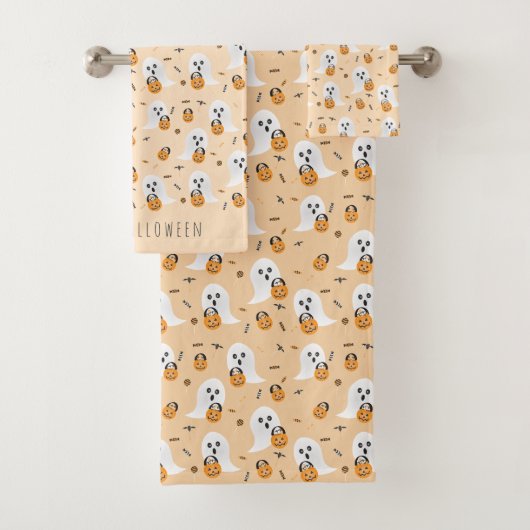 Ghosts of het behandelen van pompoenpompelpatroon bad handdoek (Insitu)