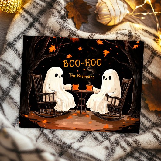 Ghosts Oktober Spooky Halloween Groet Feestdagenkaart