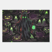 Ghosts Overal Spooky Leuke Halloween Scene Inpakpapier Vel (Voorkant 3)