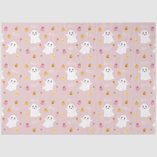 Ghosts Patroon Roze Tissue Paper Tissuepapier (Voorkant)