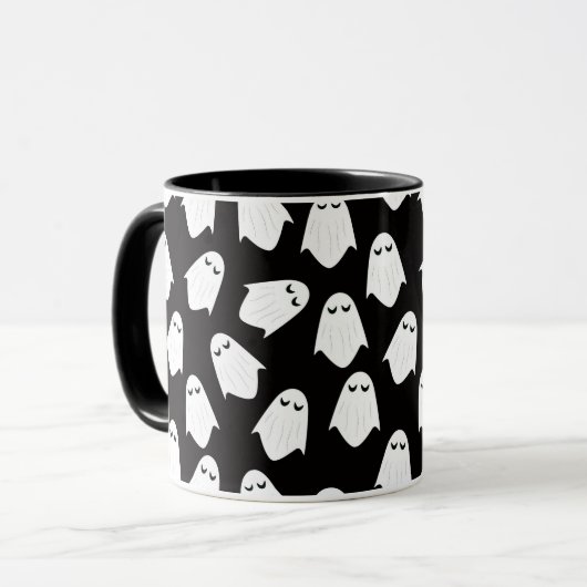 Ghosts patroonsilhouette koffiekop mok (Voorkant links)