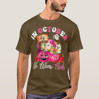 Ghosts pompoen in oktober Draag we roze borstkanaa T-shirt